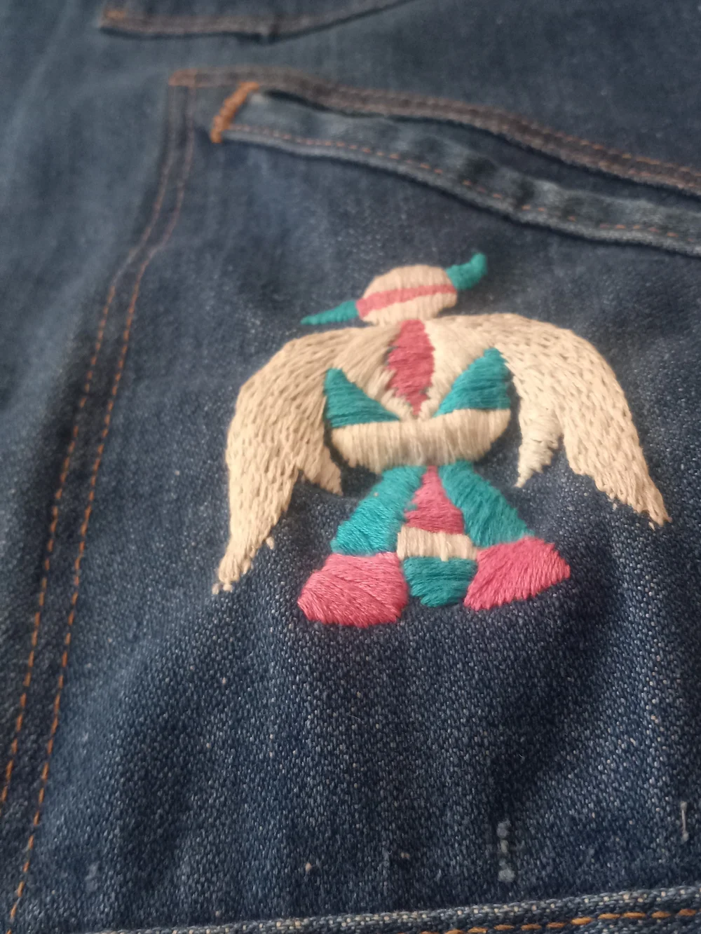 Wrangler Embroidered Multi Eagle Patch Jacket in Blue,Gray,Yellow and Green Sz44